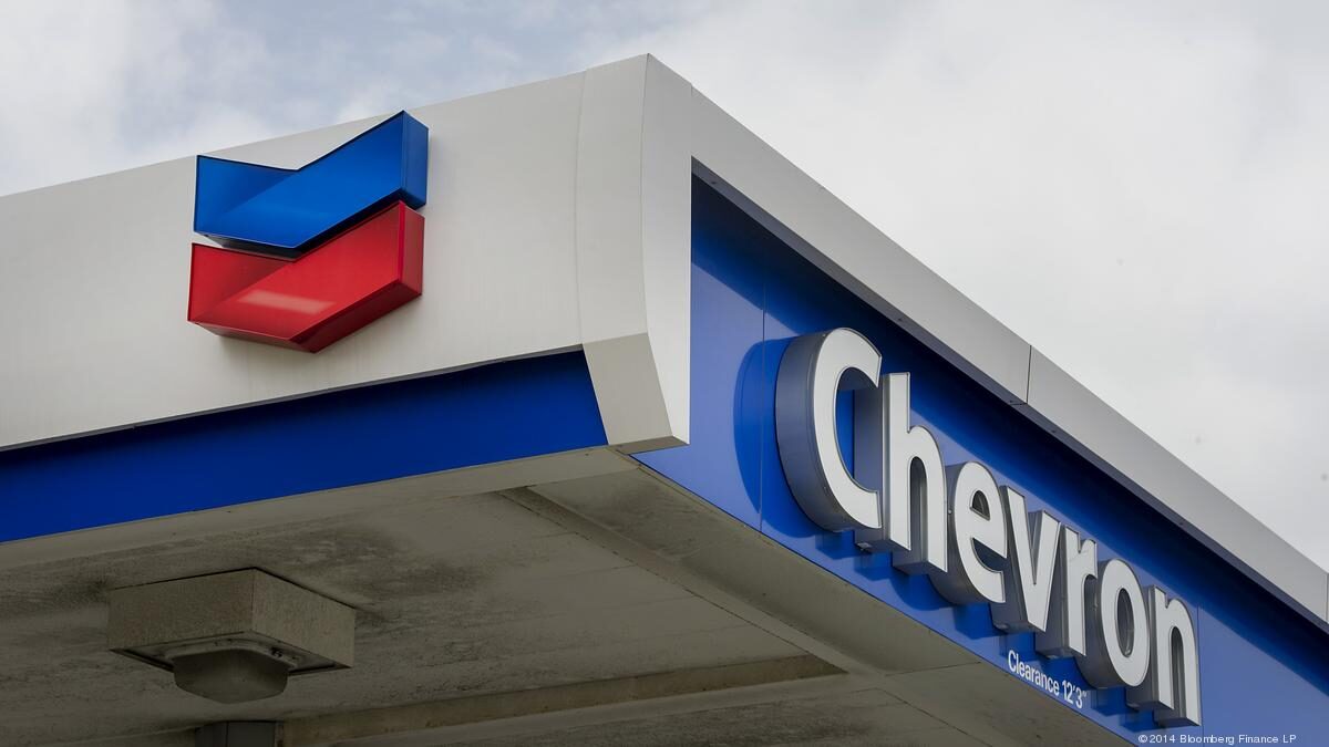 Chevron Sign on a gas station building