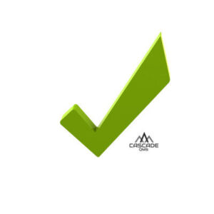 green checkmark with cascade qms logo