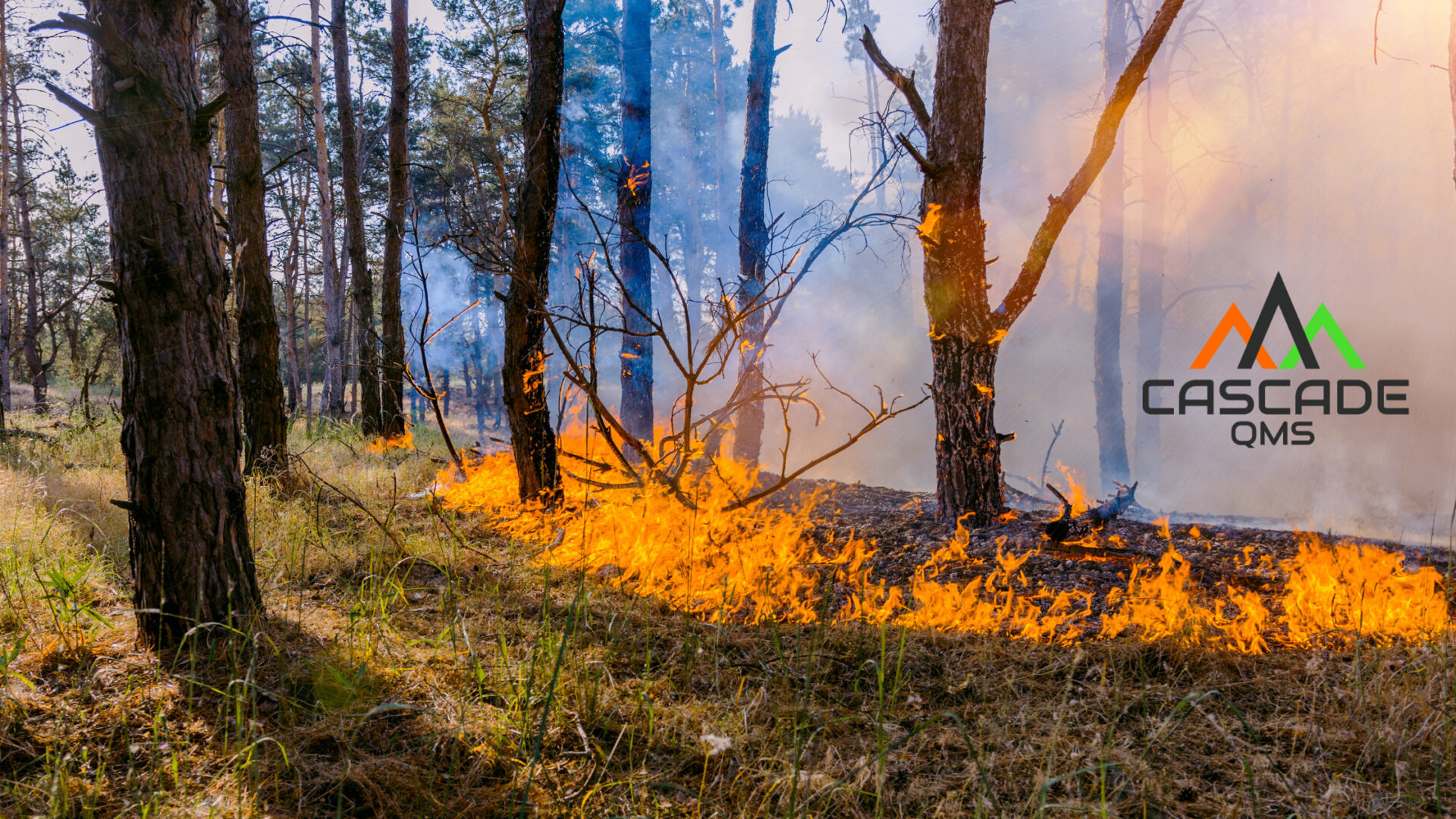 PG&E Wildfire Fire Safety demonstrated with cascade qms logo