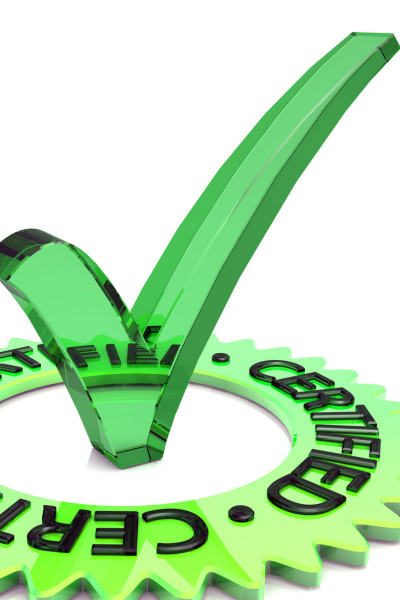 Green checkmarke with certified for gold shovel